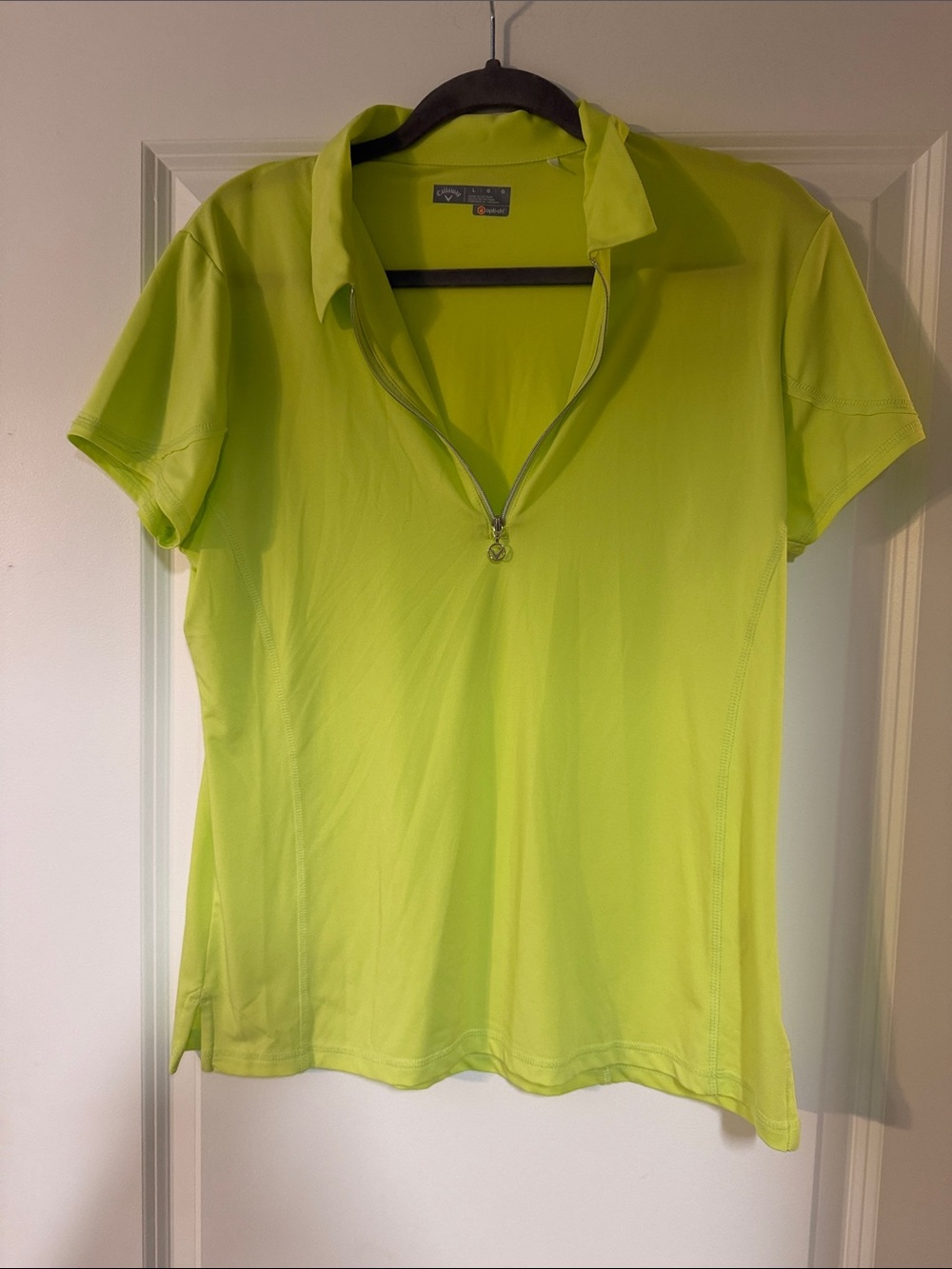 Callaway Neon Lime Short Sleeve Zip Polo